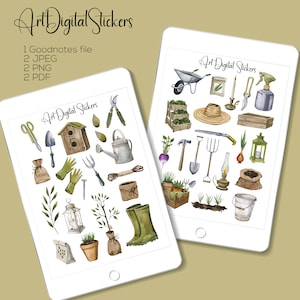 Pegatinas digitales de jardín, pegatinas de herramientas de jardín, pegatinas de planificador, pegatinas de verano, pegatinas de jardinería, pegatinas de decoración de jardín