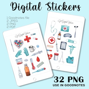 Medical Digital Stickers Healthy Stickers, Goodnotes Stickers Planner Stickers, Healthcare, Medical supplies, Hospital Icons Medical Planner