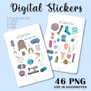 Sewing Digital Stickers, Knitting Stickers Planner Stickers, PNG Hobby Planner Stickers, Sewing Sticker Pack, stickers quilting