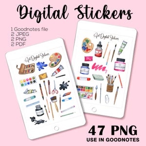 Digitale plannerstickers aquarel kunstenaar, digitale kunststickers, png-schoolstickers, planner stickers leraar Goodnotes, stickers leraar