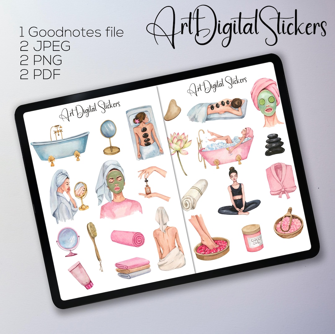 Digital Spa Day Stickers Self Care Stickers, Goodnotes Stickers, Spa ...