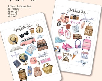 Digital Travel Stickers Travel Planner GoodNotes stickers Planner stickers Travel GoodNotes Digital Vacation Stickers Tourism Adventure