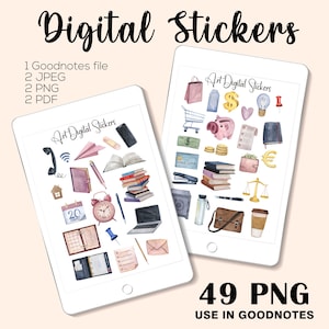 Digital Planner Stickers: Money & School Icons for GoodNotes (Digital Download)
