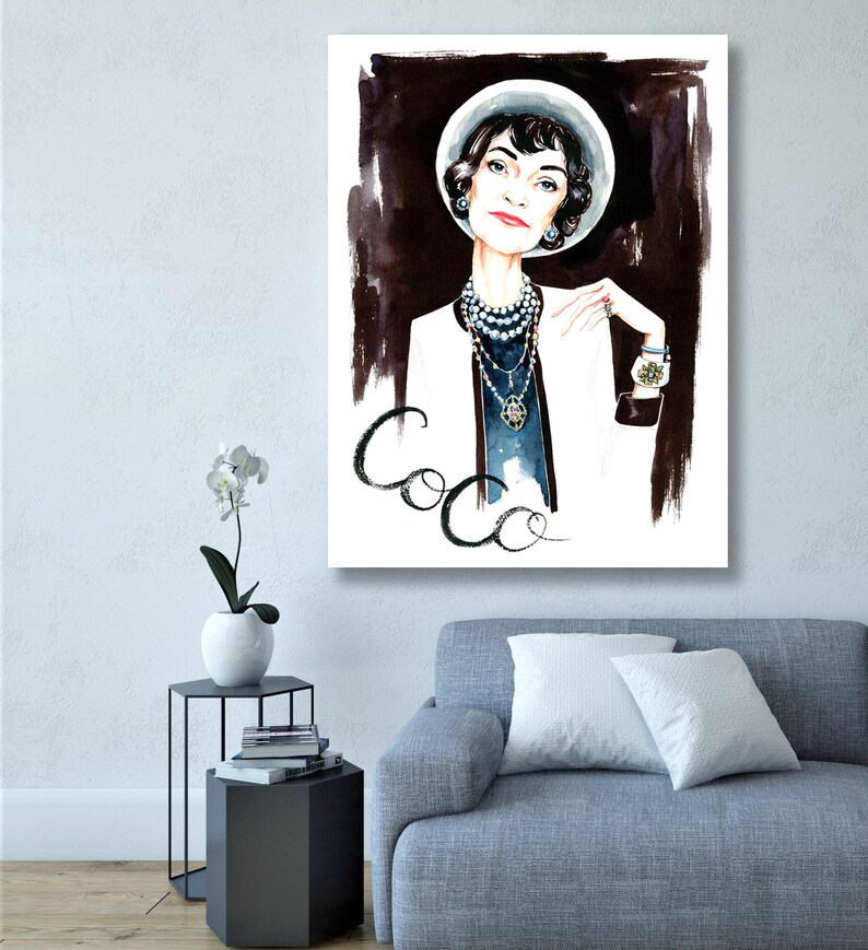 Coco Chanel poster Digital watercolor art Watercolor digital | Etsy