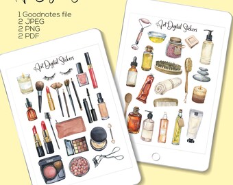 Watercolor Cosmetics Stickers: Spa & Beauty Planner (Digital Download)