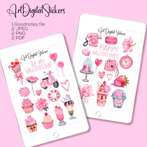 Watercolor Valentines Day Stickers: Romantic Planner Stickers (Digital Download)