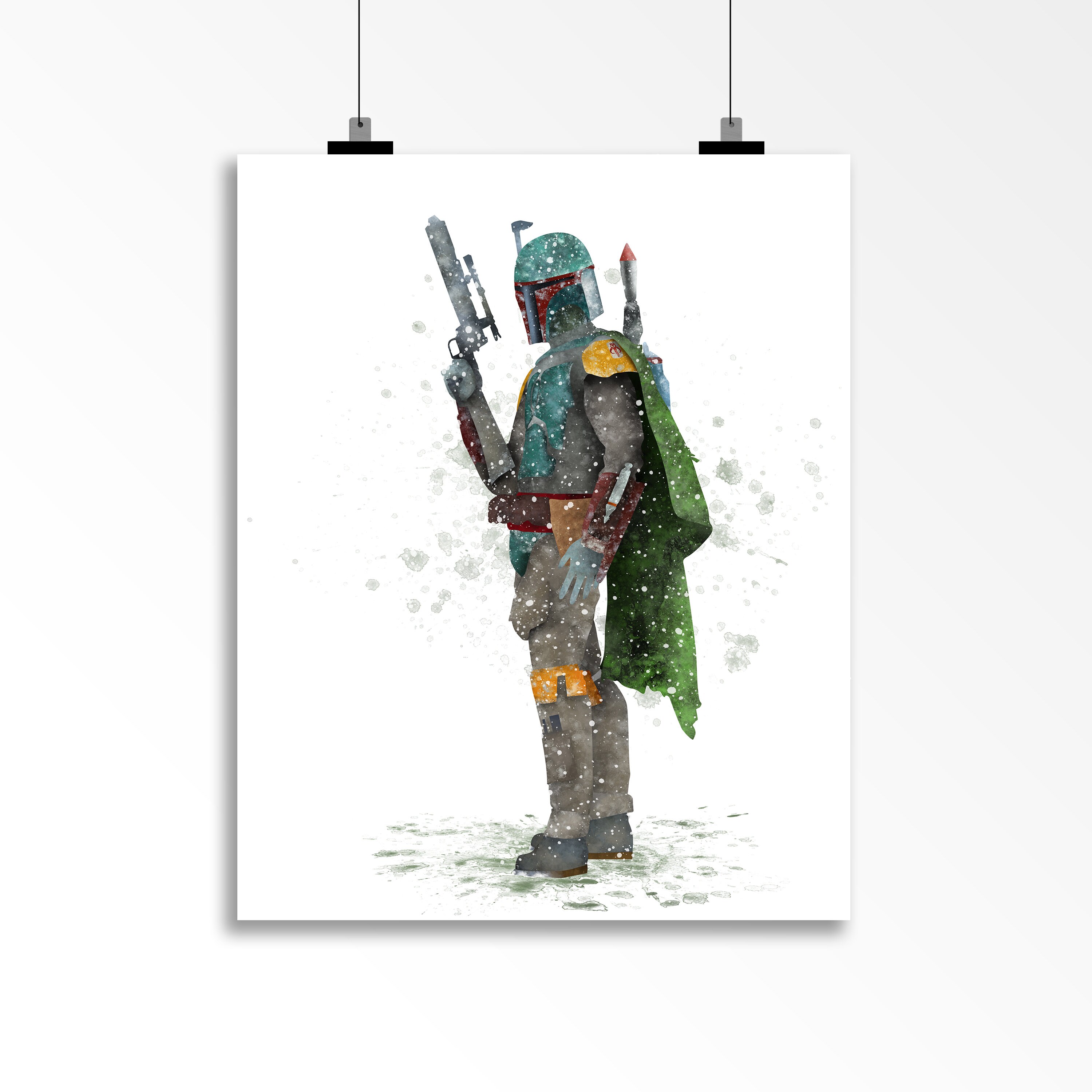 Boba Fett Star Wars Poster Bounty Hunter Print Watercolor Art | Etsy