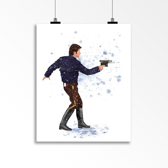 Han Solo Star Wars A3 Digital Watercolour Splash Effect Poster Print