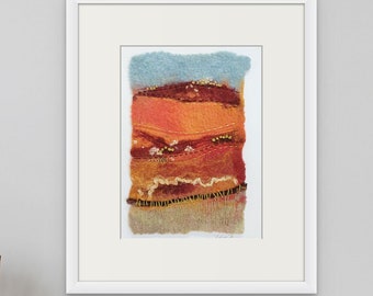 Abstract Landscape Painting - Red Desert - Australian Outback - Textile Art