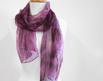 Silk Scarf - Hand dyed - Unique Fashion Scarves - Grape - Gift for Mum