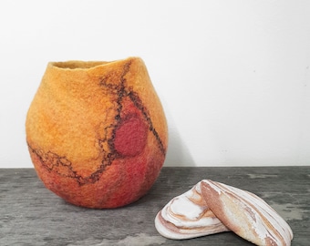 Textile Art - Felt Vessel - Fire Pot 2 - Original Art