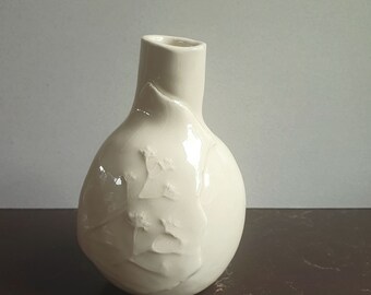 White Ceramic Flower Vase - Gum Blossom - Hand built pottery vase