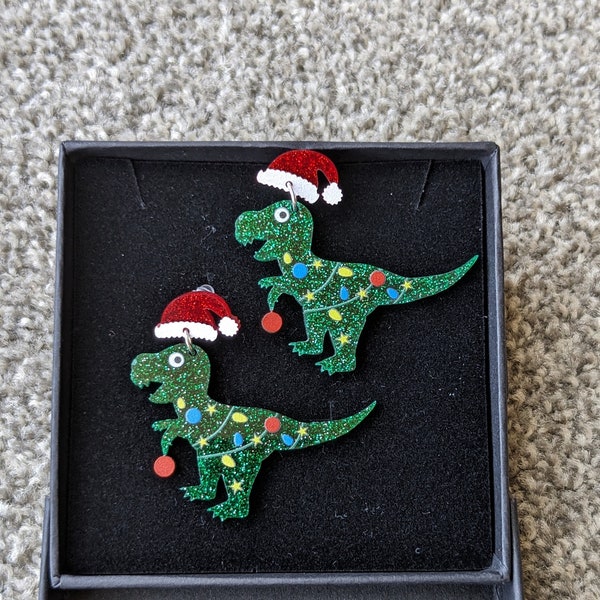 Christmas dinosaur earrings Clearance