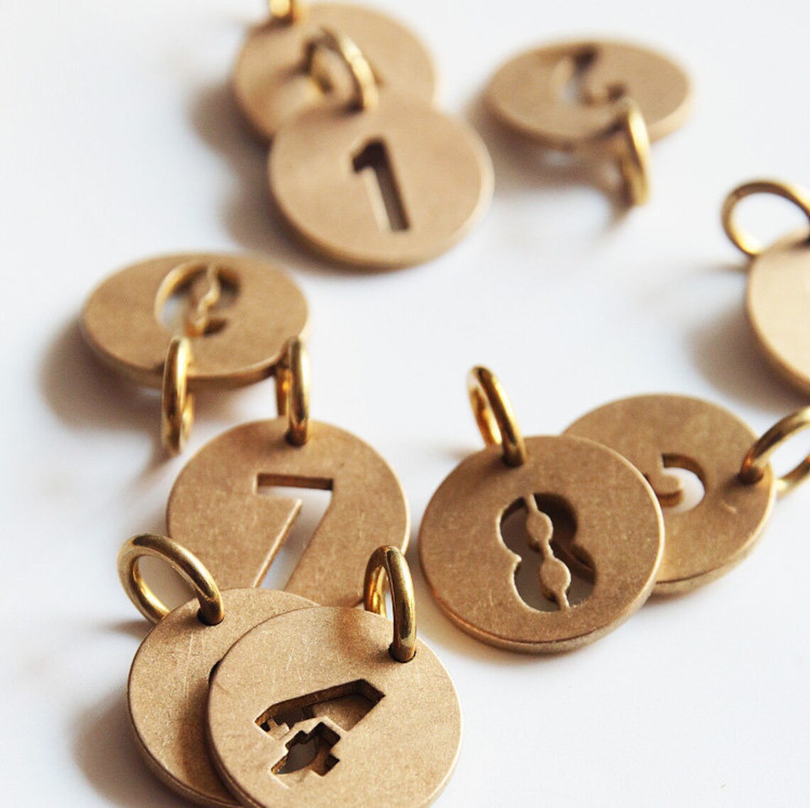 Brass Keychain Charms Number Pendants Personalised Etsy