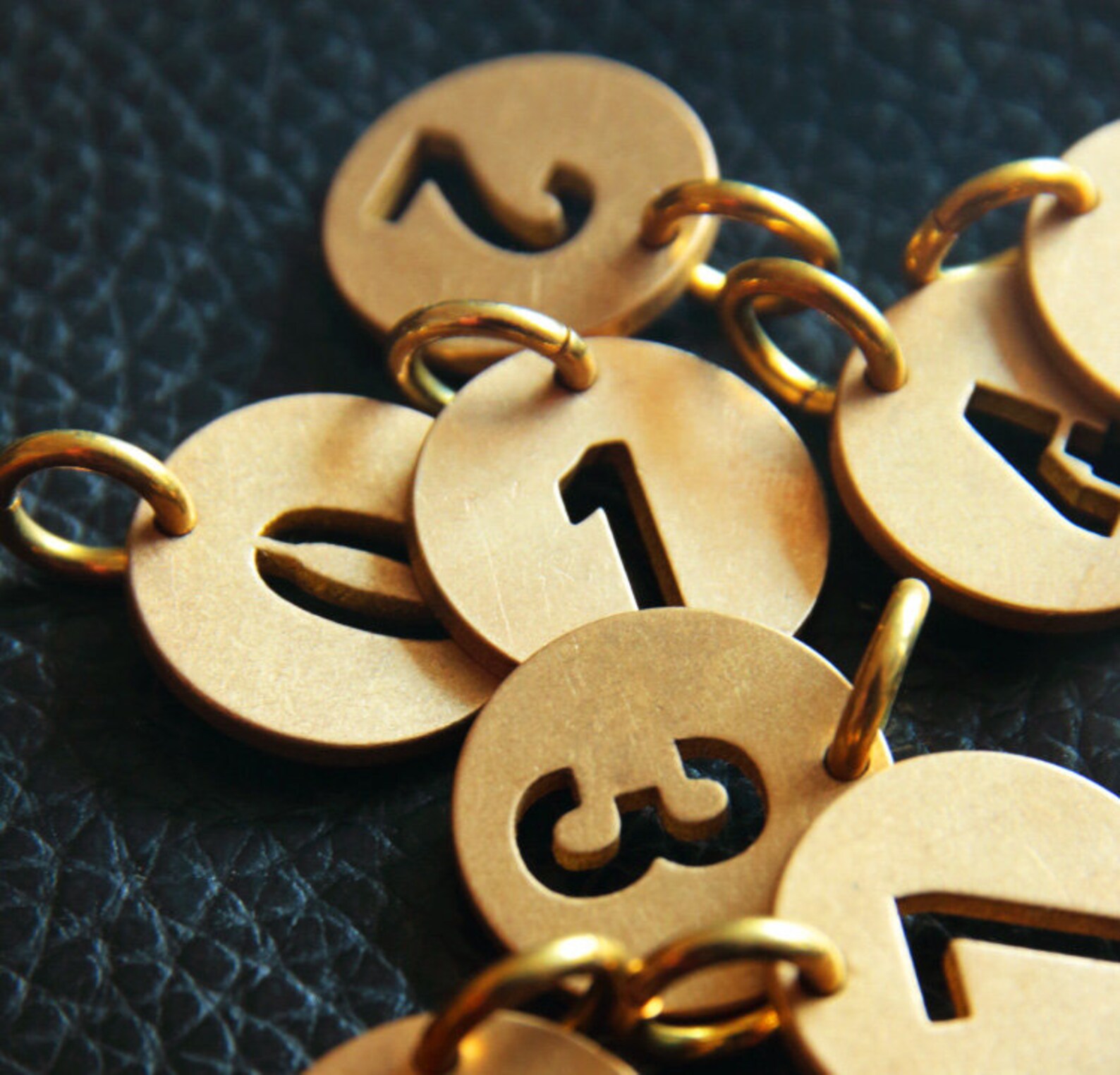 Brass Keychain Charms Number Pendants Personalised Etsy