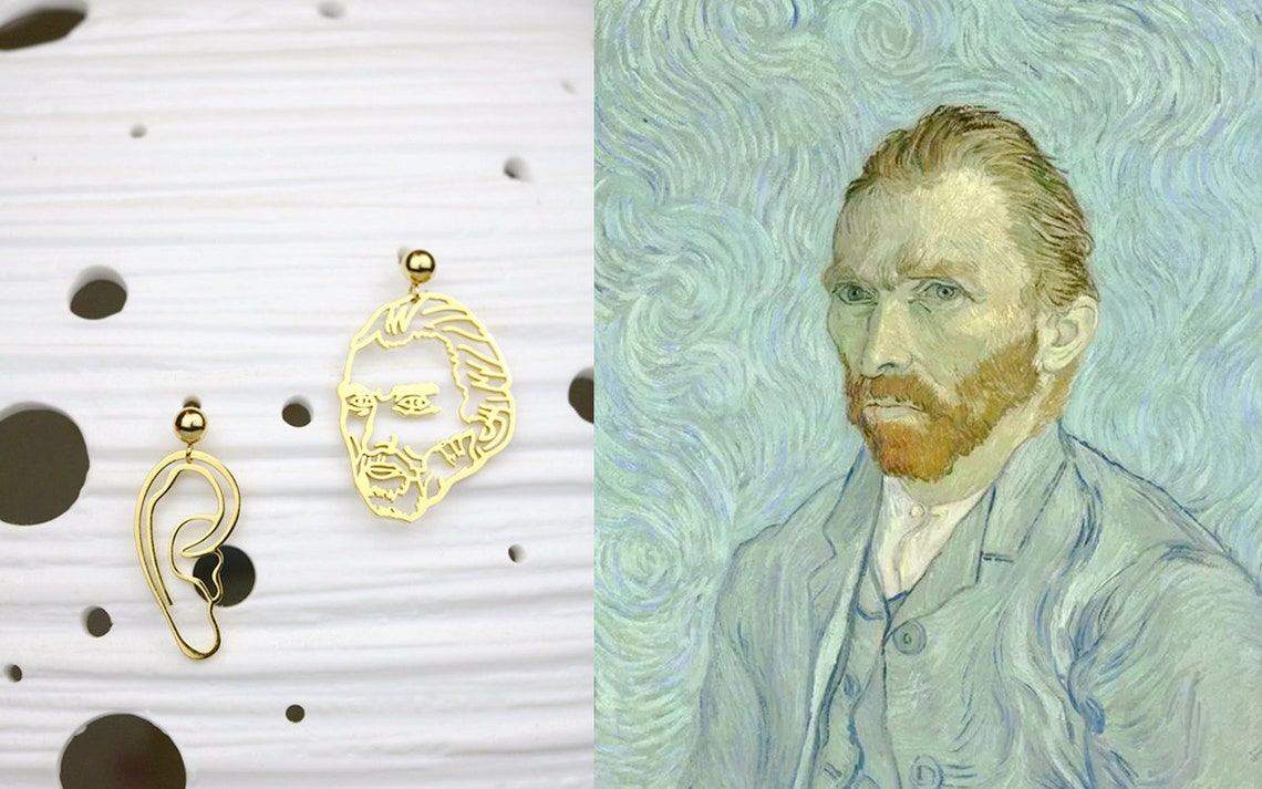 Limited Edition  Vincent Van Gogh Earrings  Portrait and Ear image 0