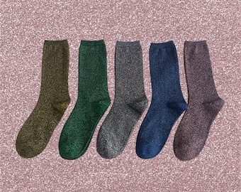 New Spring Autumn Women Glitter Socks Silver Silk Shiny Bright Tube Socks New Spring Autumn Women Glitter Socks Silver Silk Shiny Bright Tube Socks
