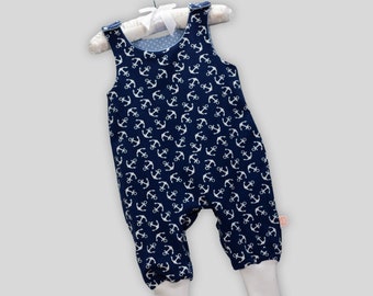 Romper Anchor Dark Blue with Snaps
