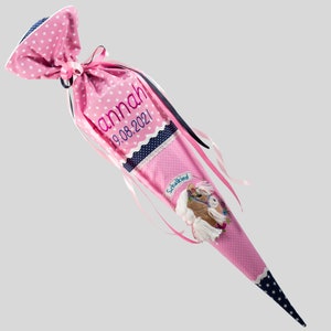Cône d'école pour la rentrée scolaire 2025 3D cheval bohème rose bleu