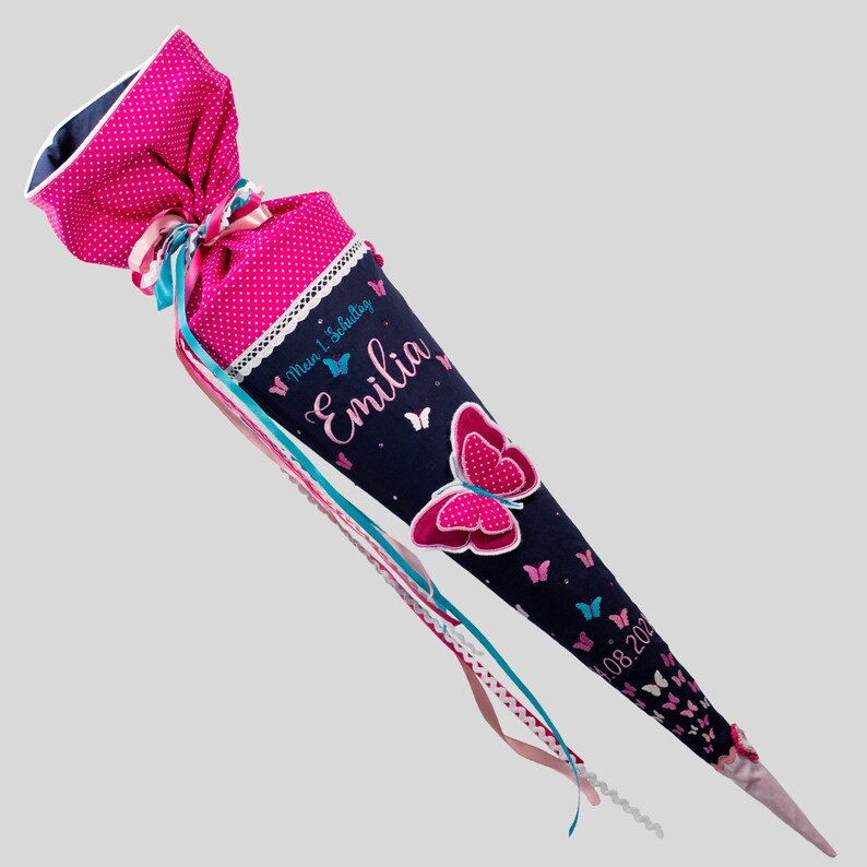 School cone school enrollment 2024 3D butterfly dark blue pink image 1