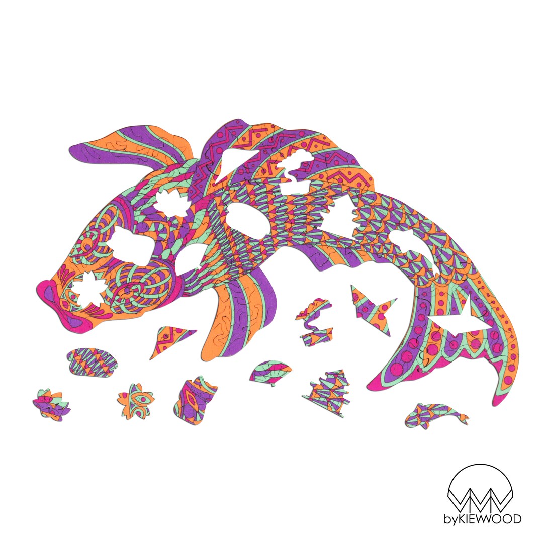 Challenging Wooden Jigsaw Puzzle Love Koi Carp Etsy
