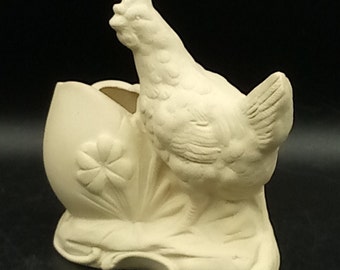 Ceramics, scalded goods, sharp firing, chicken with egg, scalded, fired, for painting, glazing