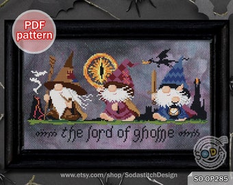 Cross Stitch Pattern pdf Gnome Hobbit Fantasy Movie Character The Lord of the rings Fairy Tale Elf,SO-OP285 'The Lord of Gnome'
