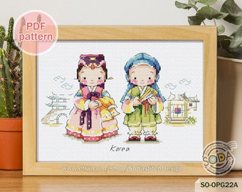 Cross Stitch Pattern pdf, SO-OPG22A 'World Collection_Korea'
