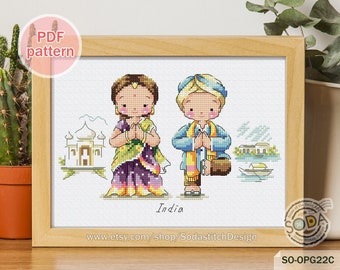 Cross Stitch Pattern pdf, SO-OPG22C 'World Collection_India'