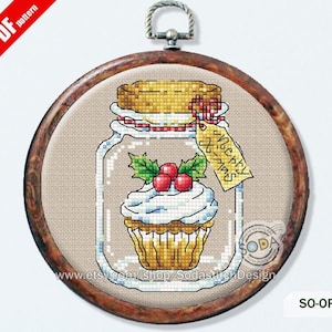 Christmas Cross Stitch Pattern pdf Glass Jar Cupcake Counted Instant PDF Download,SO-OP170 &#39;Little Christmas-part 3&#39;