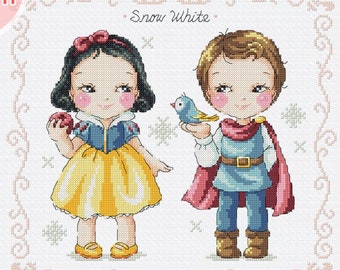 Cross Stitch Pattern pdf Fairy tale Storybook Princess Prince Modern, SO-OPK9A 'Snow White'