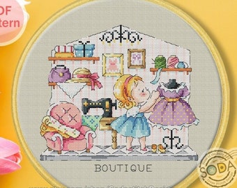 Cross Stitch Pattern pdf, SO-OPG1602 'Pop-up Store_BOUTIQUE'