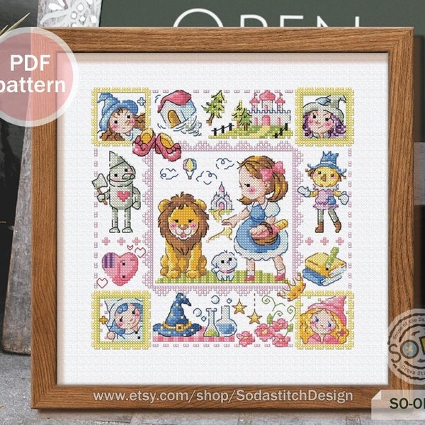 The Wizard of OZ Cross Stitch Pattern,Fairy Tale Story Book Modern Instant pdf Download Counted Chart,SO-OP3204 'The Wizard of OZ'