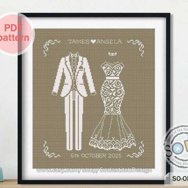 Wedding Cross Stitch Pattern,PDF Cross Stitch chart,Counted Cross Stitch pattern,Instant PDF Download,SO-OP191 'Wedding'