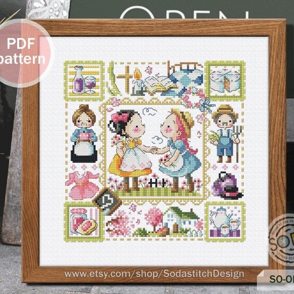 Anne of Green Gables, cross stitch pattern pdf Fairy Tale Story Book Modern Instant Download Counted Chart,SO-OP3182 'Anne of Green Gables'