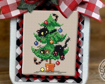 Christmas Cross Stitch Pattern pdf Christmas Tree Ornaments Cat Kitten Kitty Funny Modern Instant download,SO-OP147 &quot;Merry Catsmas&quot;