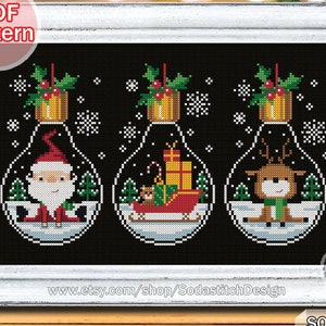 Christmas Cross Stitch Pattern  pdf Santa Winter Snowflake Bulbs Small Easy Simple Cute Modern for Beginner,SO-OP2111 'Petite Christmas'