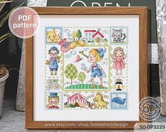 Patrón de punto de cruz en PDF, cuento de hadas moderno, SO-OP3225 'Pinocho'