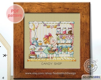 Cross Stitch Pattern pdf, SO-OPG1691 'Pop-up Store_CANDY SHOP'