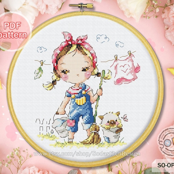 Girl Cross Stitch Etsy