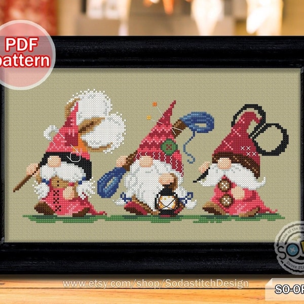 Cross Stitch Pattern pdf Gnome Fairy Elf Pixie Funny Cute Modern for Beginner Counted Download,SO-OP261 'Cross Stitch Supplies Delivery'