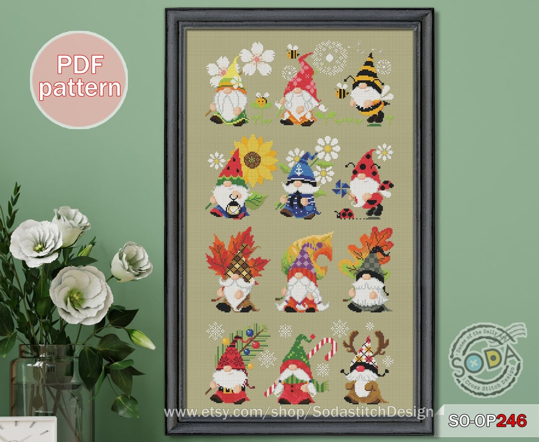 Cross Stitch Pattern Pdf Gnome Fairy Elf Pixie Modern, SO-OP246 'four ...