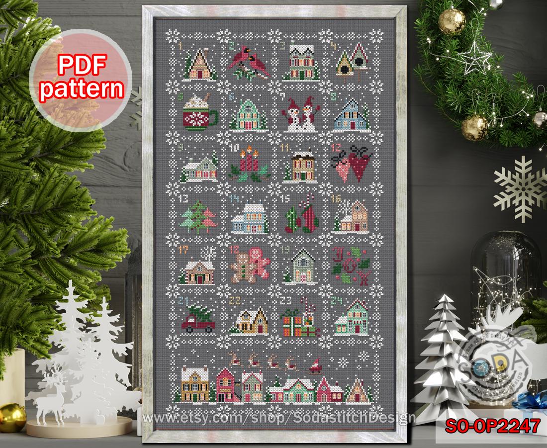 Cross Stitch Pattern Pdf Santa Holiday Merry December Winter Sampler ...