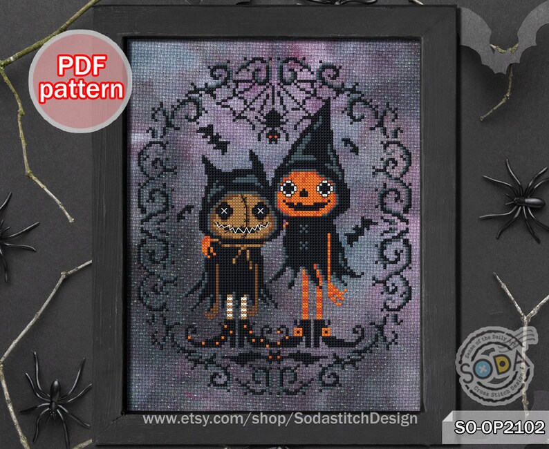 Cross Stitch Pattern Pdf Halloween Autumn Fall Pumpkin Witch Goth ...