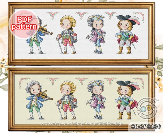 クロスステッチパターン PDF クラシックな伝統衣装、SO-OPG106「ロココ