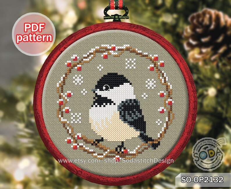 Cross Stitch Pattern Pdf Winter Birds Christmas Hoop Ornament Etsy