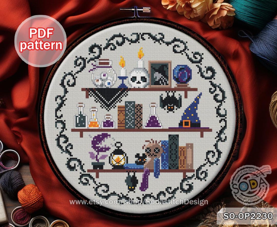Cross Stitch Pattern Pdf Halloween Skeleton Spooky Ghost Pumpkin Goth ...