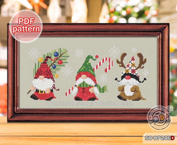ハンドメイドクロスステッチ クリスマス クロスステッチパターン PDF クリスマス 妖精 エルフ モダン、SO