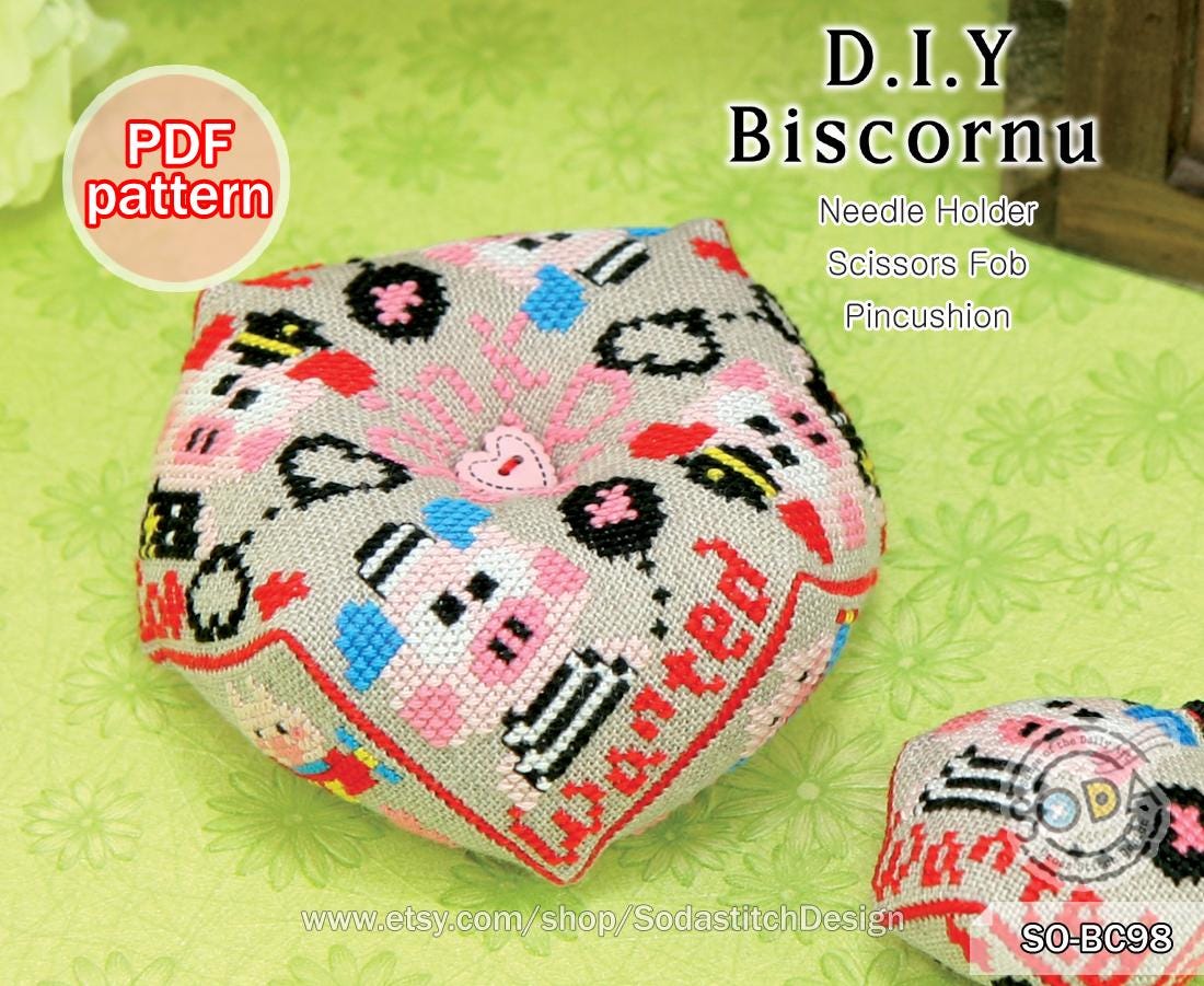 Cross Stitch Pattern Pdf Biscornu Needle Holder Pincushion