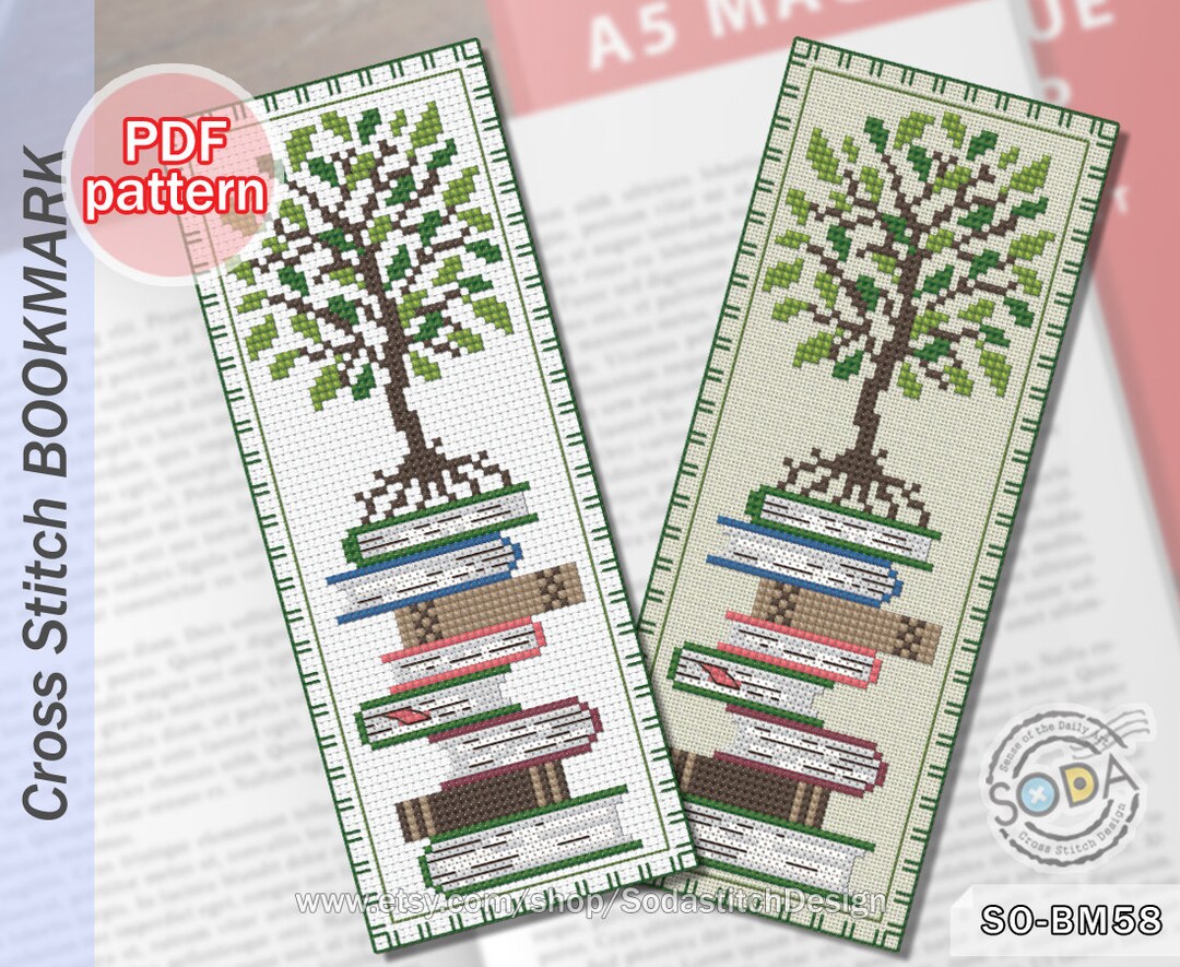 Cross Stitch Pattern Pdf Bookmark Reading Books Modern, SO-BM58 'wisdom ...